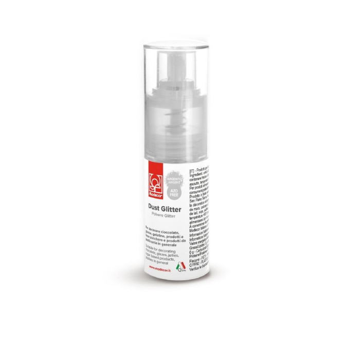 Spray in polvere argentata scintillante