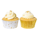cupcake decorato con scatola dorata