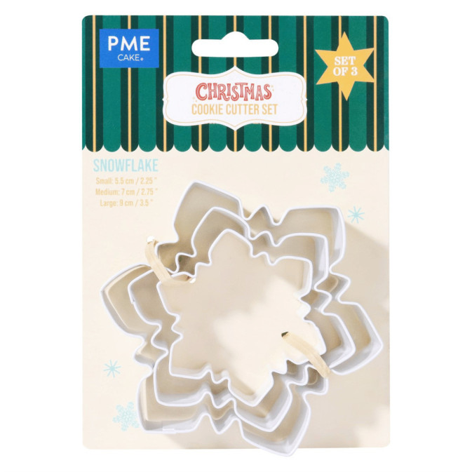3 formine per biscotti con fiocchi di neve