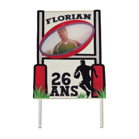 Cake topper con foto personalizzabile Rugby