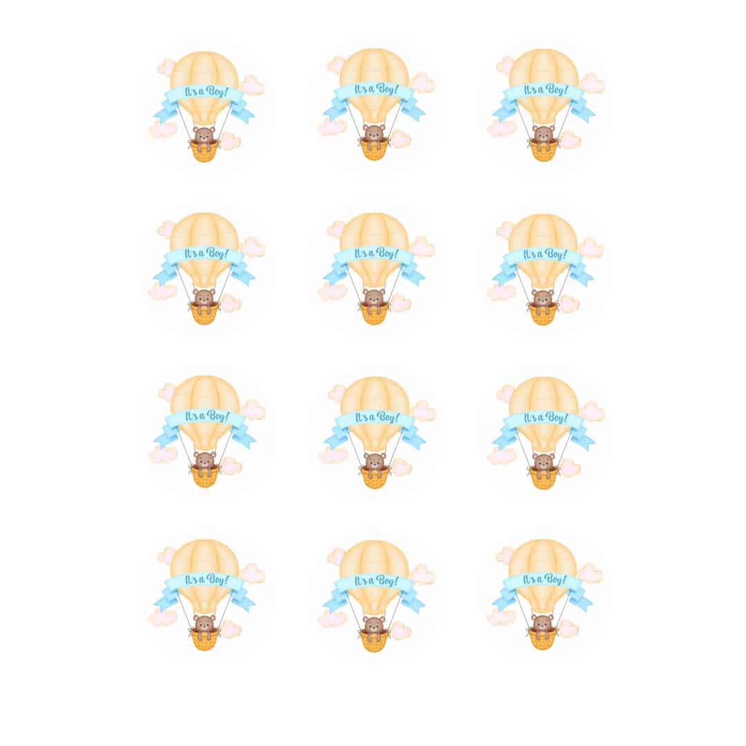 12 Mini it'a boy dischetti di zucchero Ø 5 cm per cupcakes