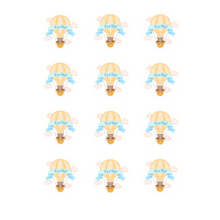 12 Mini it'a boy dischetti di zucchero Ø 5 cm per cupcakes