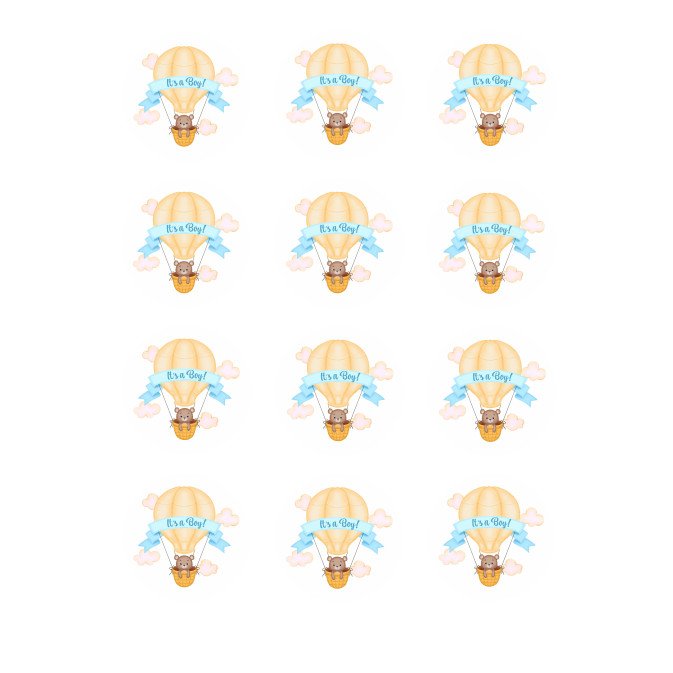 12 Mini it'a boy dischetti di zucchero Ø 5 cm per cupcakes
