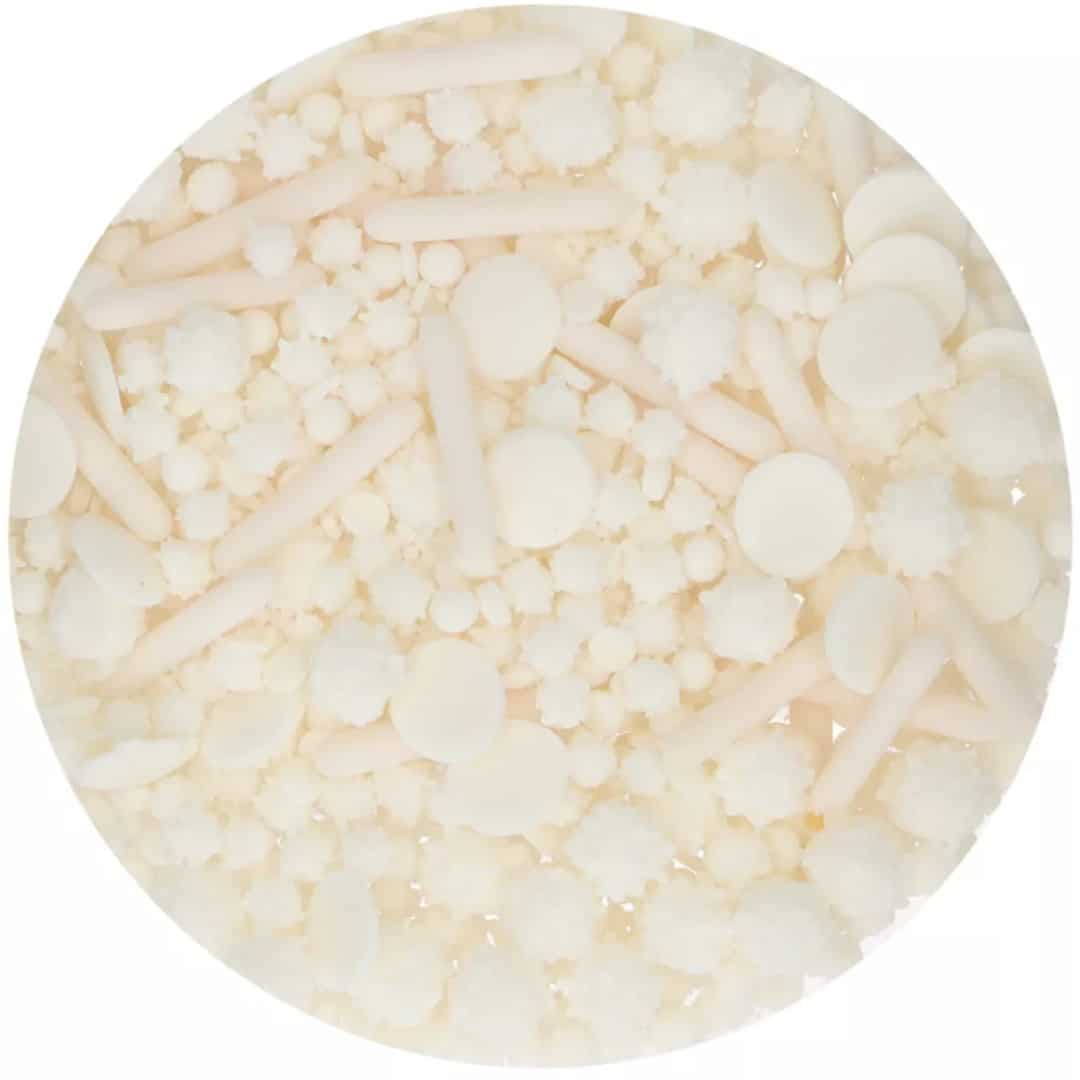mescolare i confettini bianchi per funcake