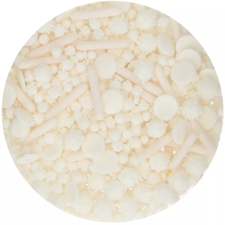 mescolare i confettini bianchi per funcake