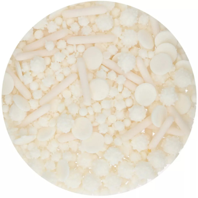 mescolare i confettini bianchi per funcake