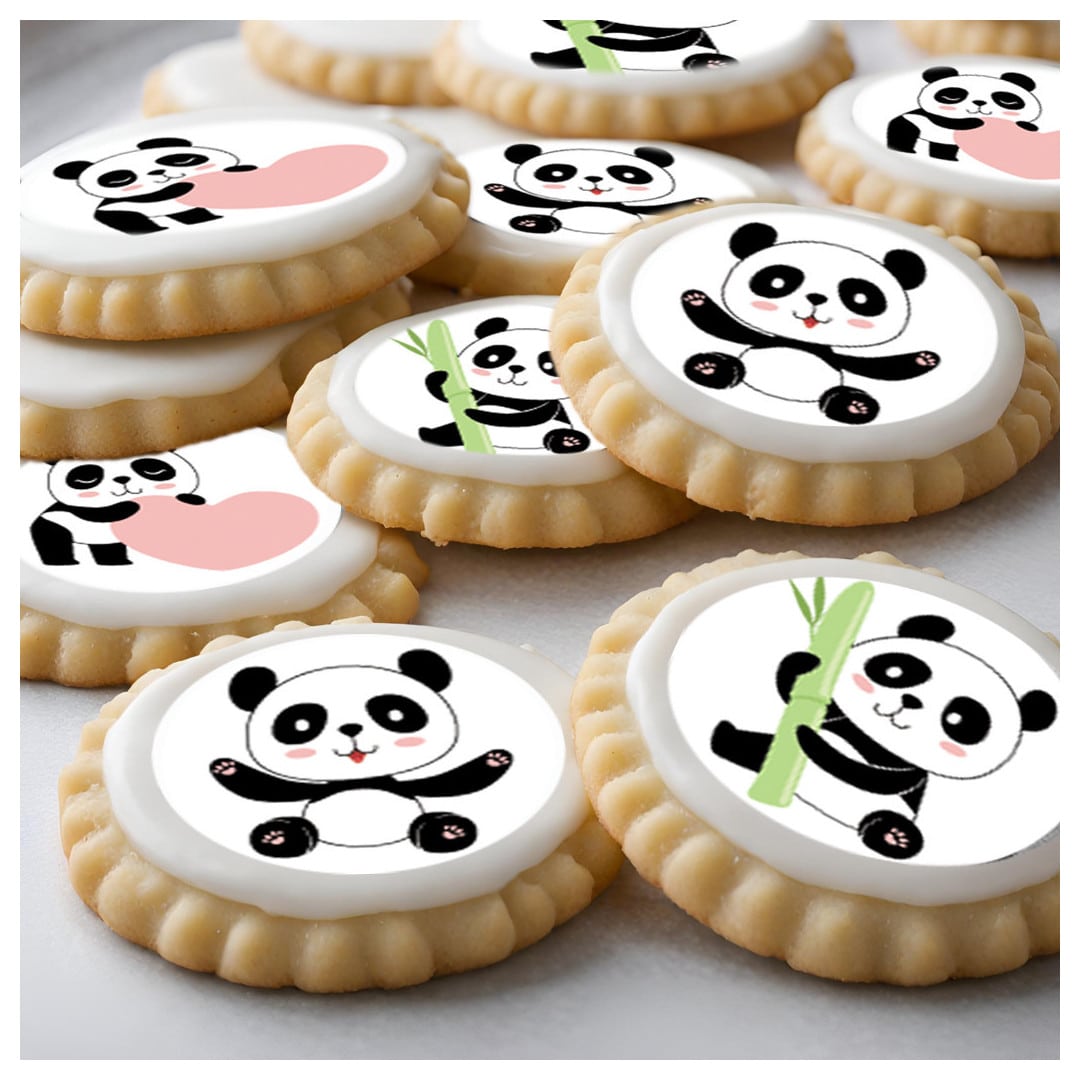 12 mini dischetti di zucchero Panda