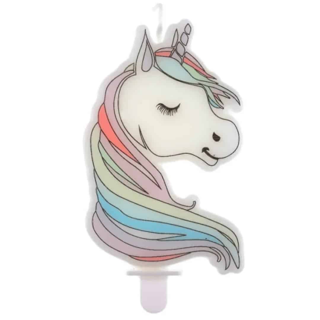 Candelina di compleanno con unicorno pastello