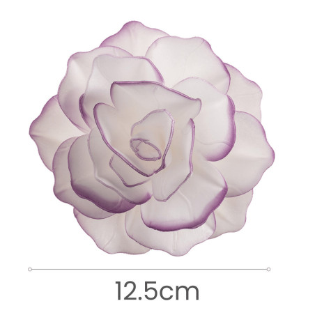 Fiore di cialda bianco con contorno viola dimensioni