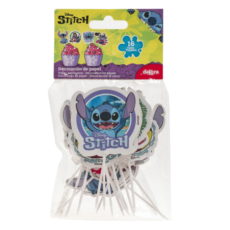 Lotto di 16 topper per cupcake Stitch