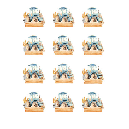 12 mini-dischi personalizzabili commestibili a forma di trattore