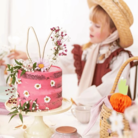 Decorazione per torta con orecchie da coniglio in legno per Pasqua