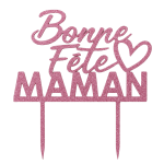 Topper per torta per la festa della mamma con glitter rosa
