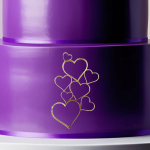 decorazione per torta a forma di cuore con specchio dorato su disegno viola