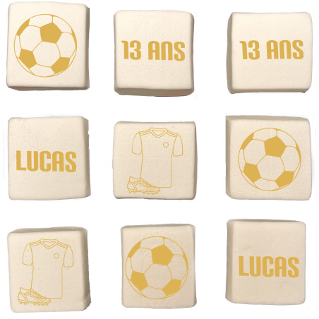 Marshmallow personalizzati a forma di pallone da calcio incisi