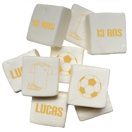 Marshmallow personalizzati a forma di pallone da calcio incisi