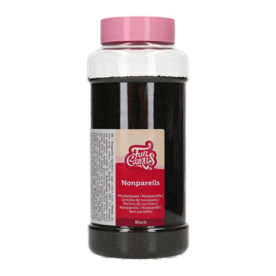 barattolo di mini perle di zucchero nere 1 mm - 800 gr