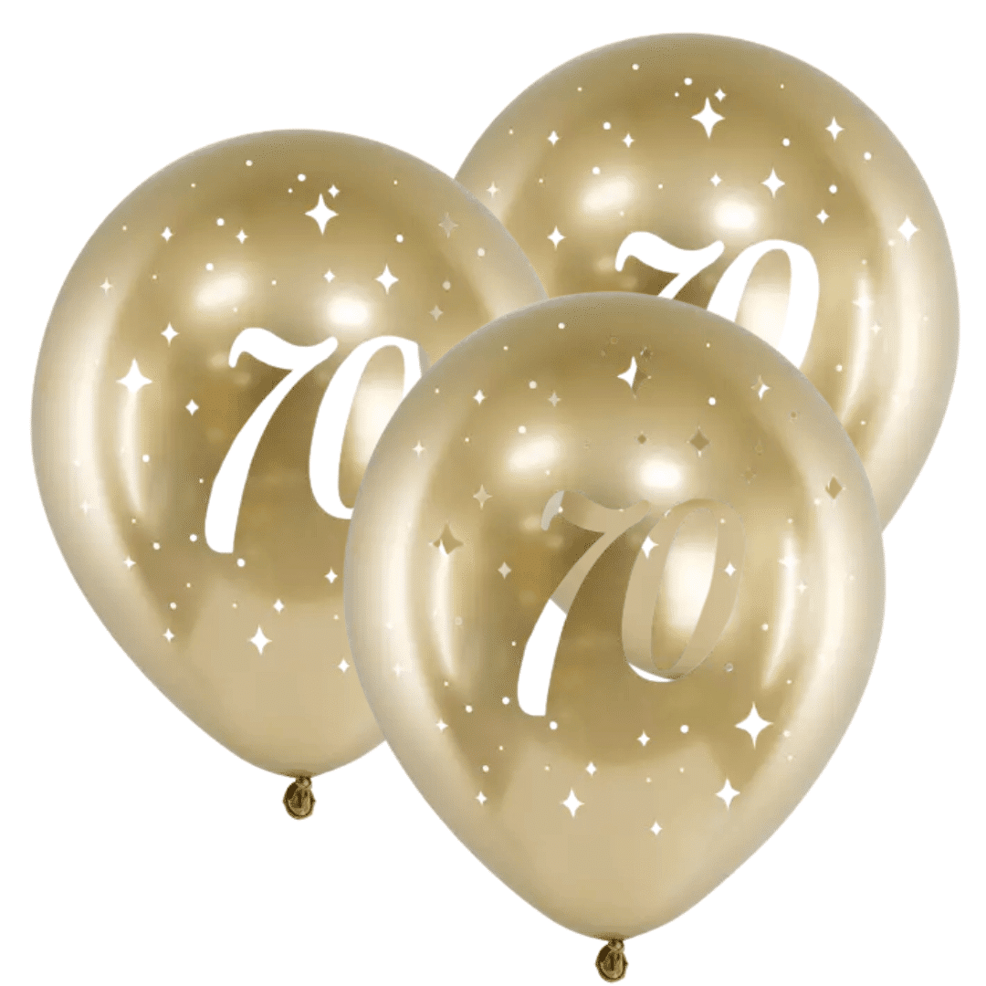 6 palloncini dorati per il 70° anniversario