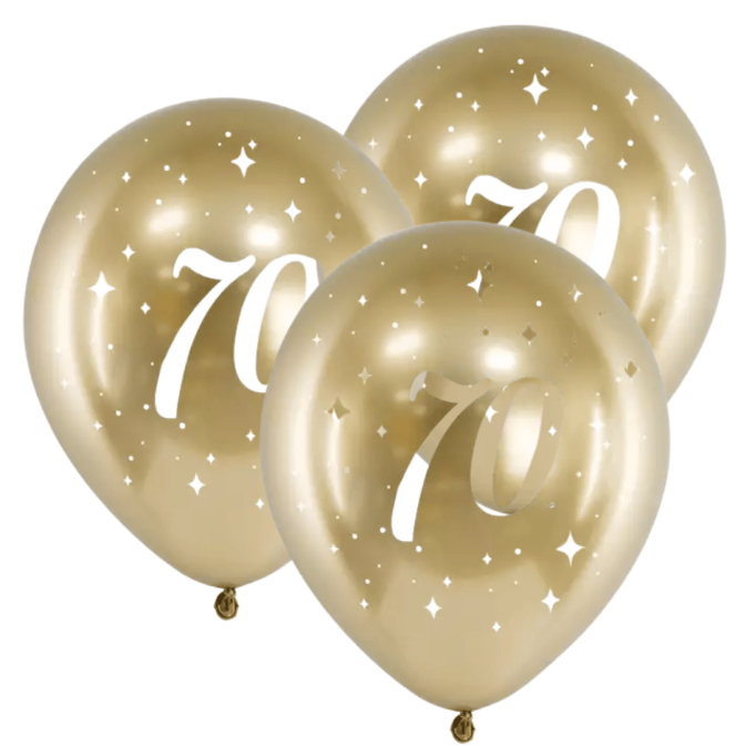 6 palloncini dorati per il 70° anniversario