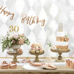 6 piatti piani per compleanno in oro rosa da 23 cm