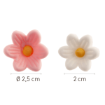 dimensioni Fiori di zucchero rosa e bianchi