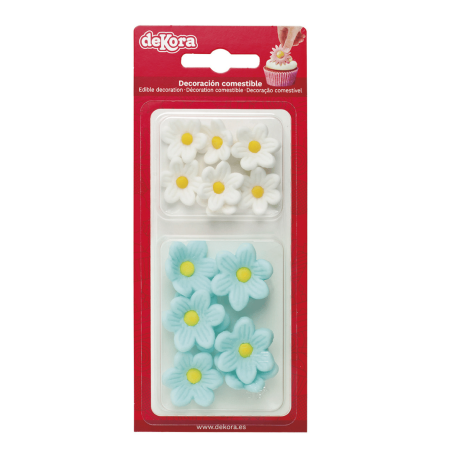 Fiori di zucchero blu e bianchi