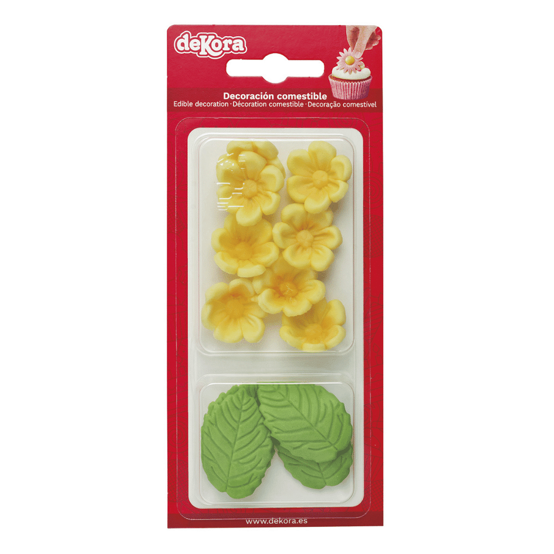 8 fiori gialli e 5 foglie