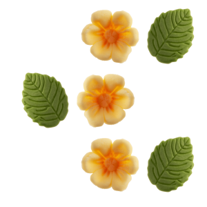 8 fiori gialli e 5 foglie verdi Dekora