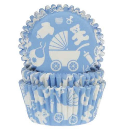 50 pirottini blu per cupcake baby shower