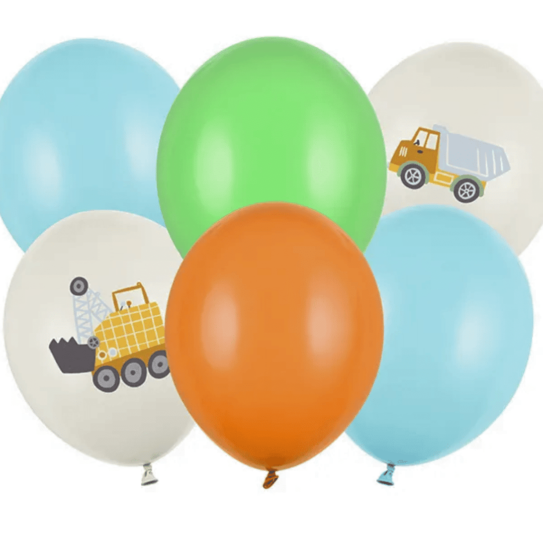 6 palloncini a tema costruzione