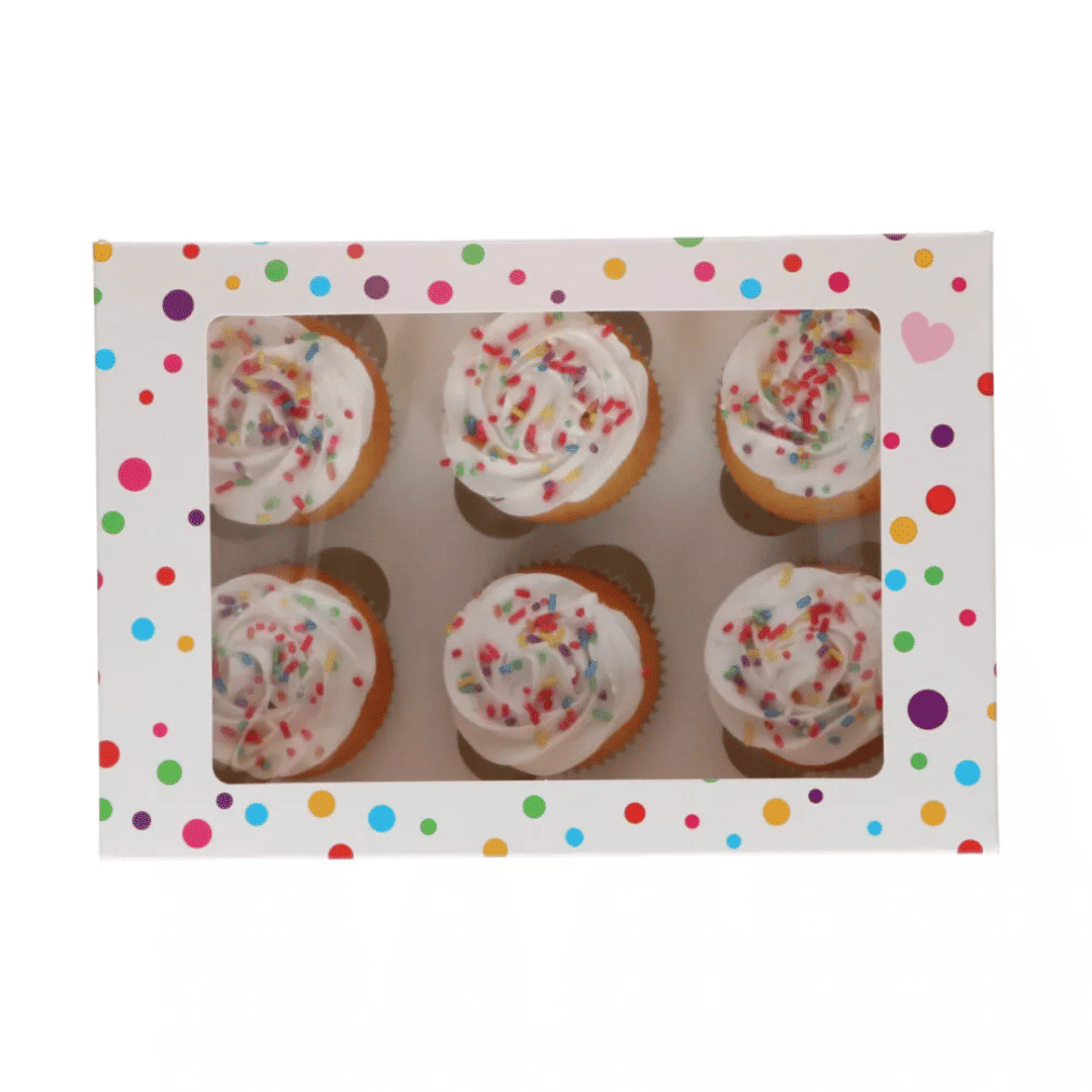 Set di 3 scatole per cupcake a pois
