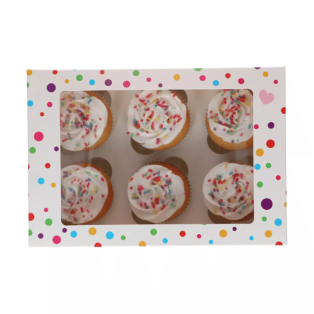 Set di 3 scatole per cupcake a pois