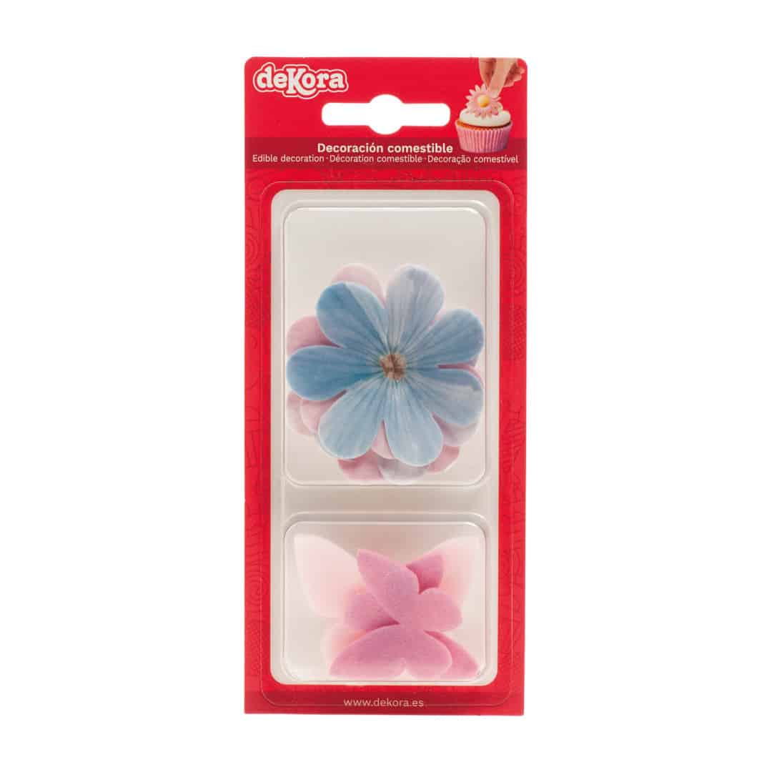 Decorazioni con fiori commestibili e farfalle