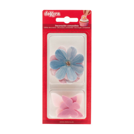 Decorazioni con fiori commestibili e farfalle