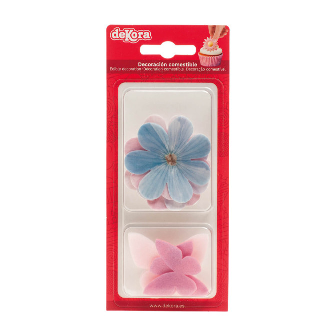 Decorazioni con fiori commestibili e farfalle
