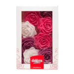 rose di cialda bianche, lilla e rosa