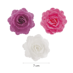 Scatola da 15 rose di cialda assortite nei colori rosa, lilla e bianco - 7 cm