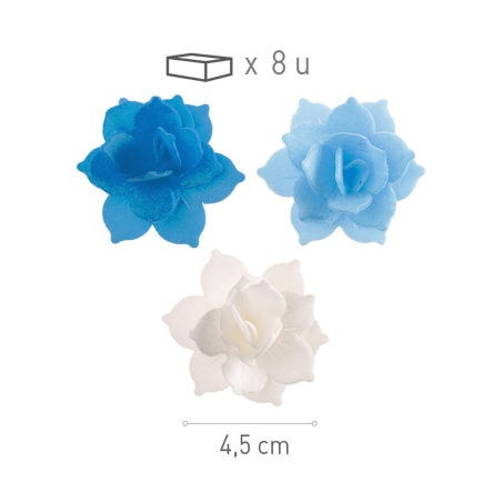 Set di 8 ninfee blu in cialda - 4,5 cm