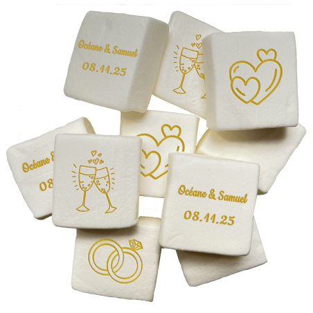 Marshmallow personalizzati incisi per matrimonio