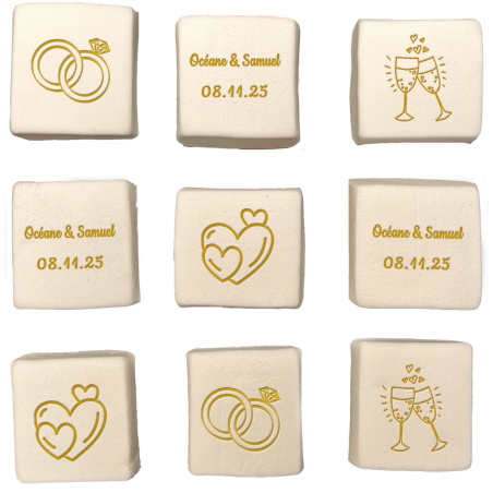Marshmallow personalizzati incisi per matrimonio