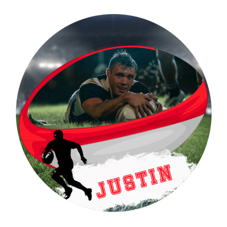 Foto commestibile personalizzabile di rugby