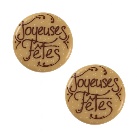 2 pastilles en chocolat "Joyeuses Fêtes"