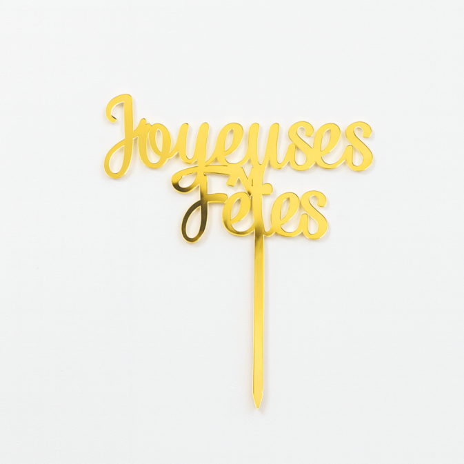 Mini cake topper or "Joyeuses Fêtes" - Lot de 3