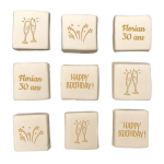 Marshmallow di buon compleanno personalizzati e incisi