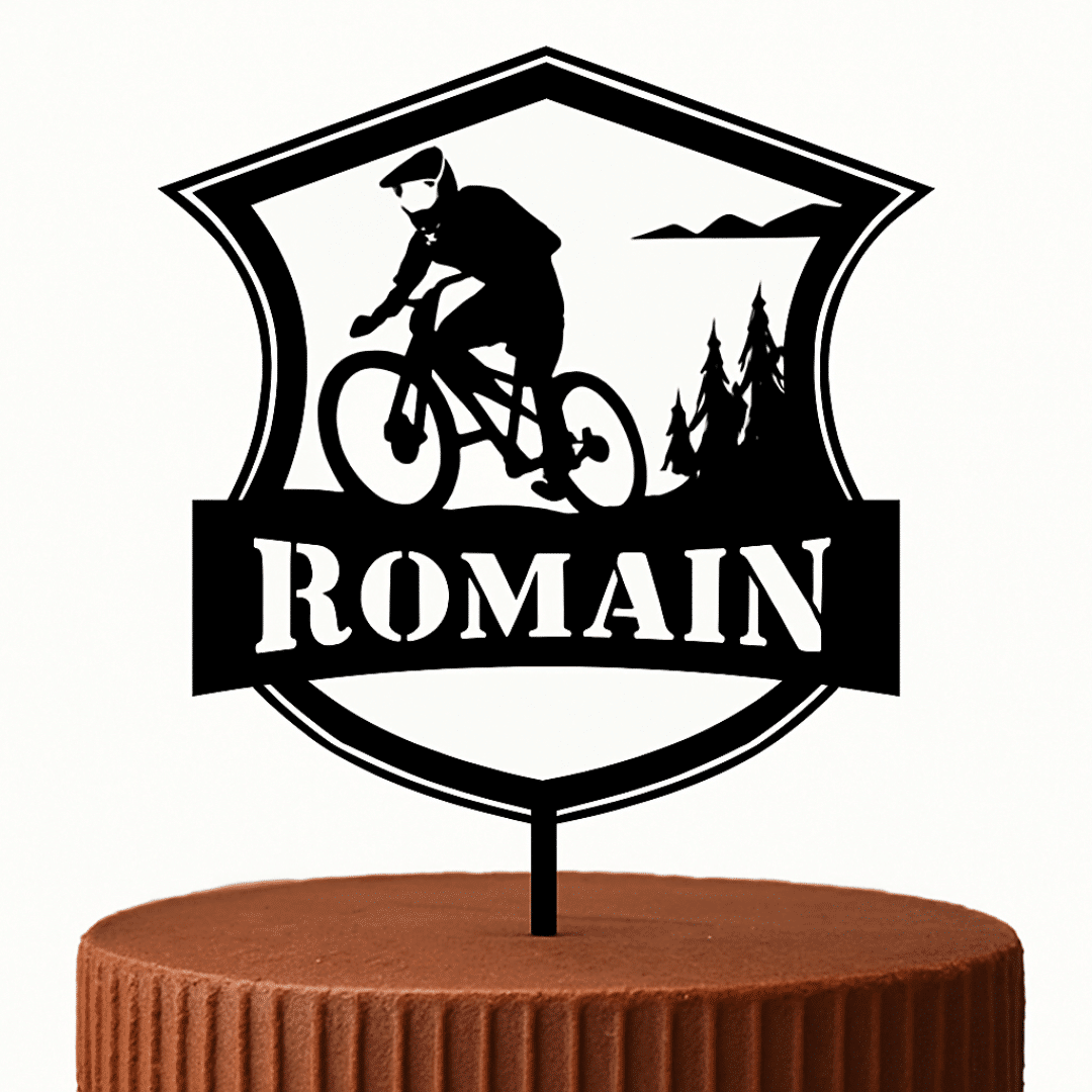 Cake topper Fan della mountain bike da personalizzare - colori a tua scelta