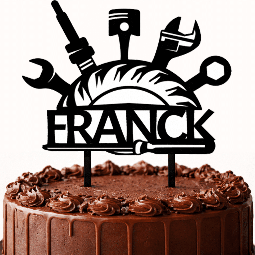 cake topper meccanico personalizzabile con nome