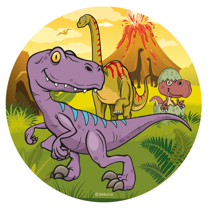 Disque comestible pour gâteau d'anniversaire Dinosaure