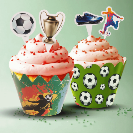 Kit per decorare cupcake di compleanno a tema calcio