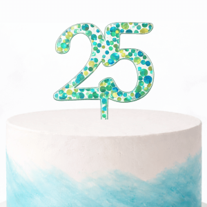 Decorazione per torta con coriandoli blu-verdi a forma di età