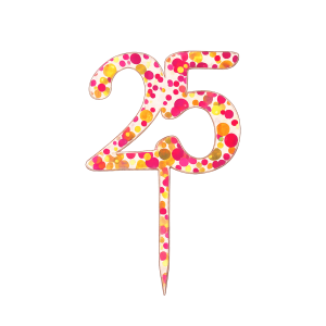 Decorazione per torta a forma di numero con coriandoli fucsia/oro.